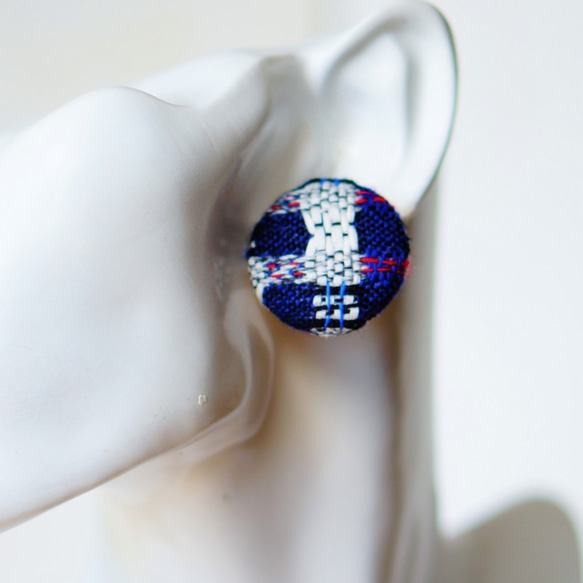 Fancy Tweed耳環*耳環/金屬防過敏耳環多變（Navy lin） 第2張的照片