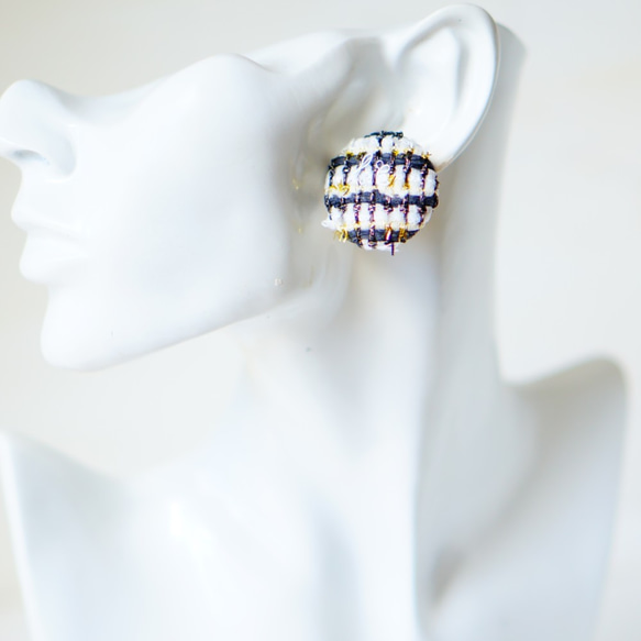 Fancy Tweed耳環※耳環/金屬過敏兼容耳環多變（單調） 第4張的照片