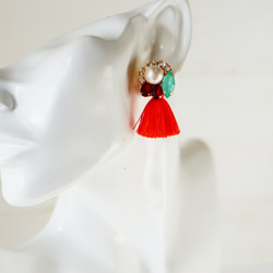 2路！ Silk Tassel和Bijou的穿孔耳環※過敏兼容的耳環多變（Salvia） 第4張的照片