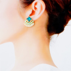 ≪sale≫耳環（全為金）/絲綢流蘇和珠寶（草） 第3張的照片