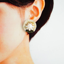 耳環（金） / 真絲流蘇和施華洛世奇珍珠（常春藤） 第4張的照片