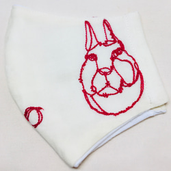 立体マスク　 『 RABBIT 』柄 ダブルガーゼ 刺繍  ラビット うさぎ③ 3枚目の画像