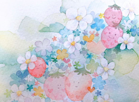 いちごの花盛り2 *原画販売 3枚目の画像