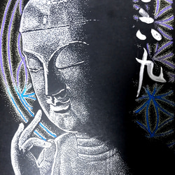 送料無料】弥勒菩薩 点描画（フラワーオブライフ）額付き 絵画 Prism