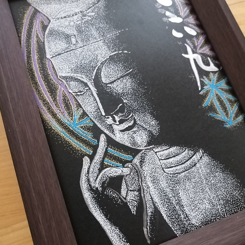 送料無料】弥勒菩薩 点描画（フラワーオブライフ）額付き 絵画 Prism