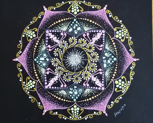 点描曼荼羅アート 華開く 絵画 Prism rose 通販 11841598｜Creema