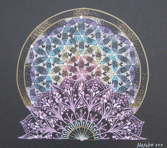 開運絵画☆ヒーリング曼荼羅アートチャクラカラーフラワーオブライフ