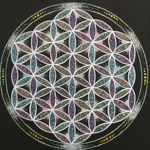 点描曼荼羅フラワーオブライフ 絵画 Prism rose 通販 9969633｜Creema