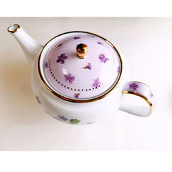 【受注制作】小さな幸せ♡すみれのティーポット(茶こし付き) 2枚目の画像
