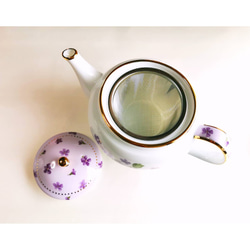 【受注制作】小さな幸せ♡すみれのティーポット(茶こし付き) 3枚目の画像