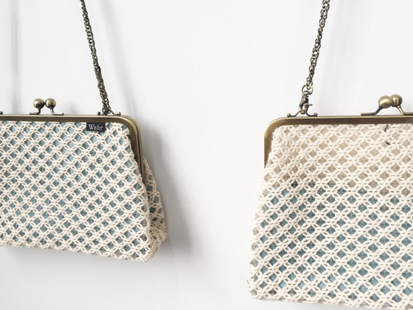 Wahr_Cotton織り正方形格子正方形口ゴールドバッグクラッチバッグサイドバックパックショルダーバッグ化粧品バッグ 3枚目の画像