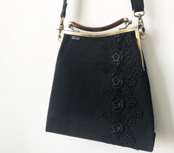 Wahr_Lace黒台形ゴールドバッグクラッチバッグサイドバックパックショルダーバッグ化粧品バッグ 1枚目の画像