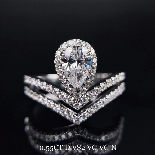 GIA 鑑別書付き リング K18WG 天然ダイヤモンド 0.55ct ペア