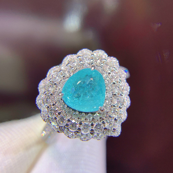パライバトルマリン ブラジル産 リング 0.158ct D0.02ct k18 CGL
