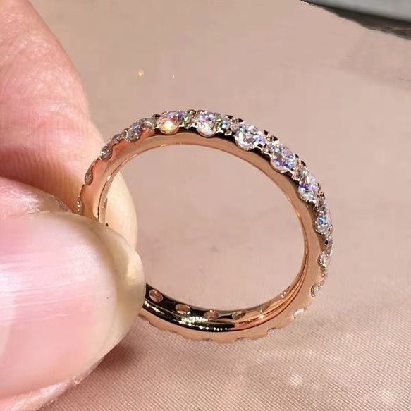 【newデザイン】エタニティ　モアサナイト  リング　K18PG newデザイン】モアサナイト リング K18PG 指輪・リング Worldstone