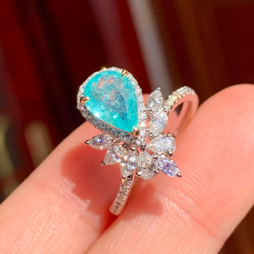 本物保証 リング K18WG 天然パライバトルマリン ダイヤモンド 高品質