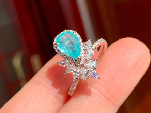 本物保証 リング K18WG 天然パライバトルマリン ダイヤモンド 高品質