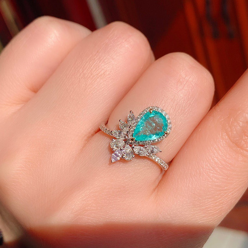 本物保証 リング K18WG 天然パライバトルマリン ダイヤモンド 高品質