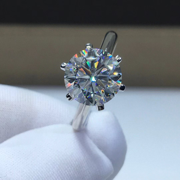 品質保証 3ct モアサナイト K18YG/PG/WG  鑑別書付き　婚約指輪 ラウンド　 2枚目の画像