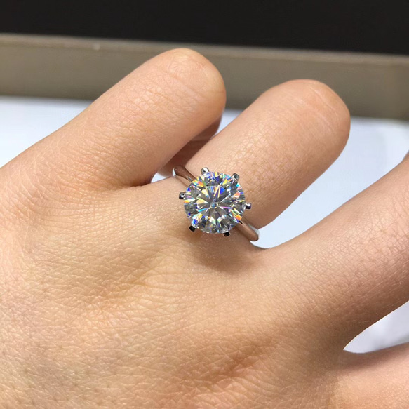 品質保証 3ct モアサナイト K18YG/PG/WG  鑑別書付き　婚約指輪 ラウンド　 4枚目の画像