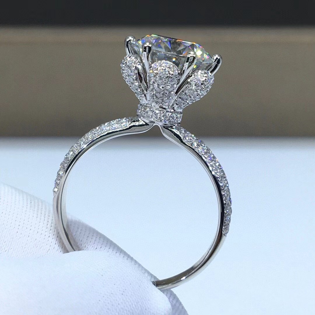 リング 約14.25号 合計2.8ct K18GP 指輪 モアサナイト 3EX