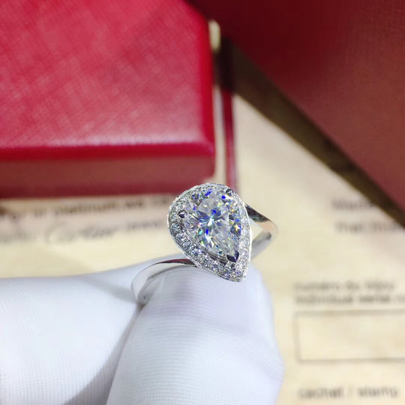 品質保証 モアサナイト K18YG/PG/WG 鑑別書付き 婚約指輪 1.5ct ペア 