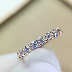 オーダーメイド 本物保証 リング 合計0.7ct k18 ゴールド モアサナイト ハーフエタニティ 高品質 1枚目の画像