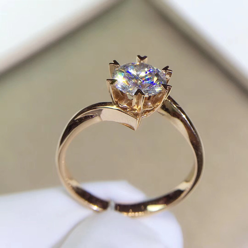 オーダーメイド 鑑別書付き リング k18 ゴールド 1ct モアサナイト 高