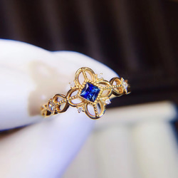 「本物保証」指輪 リング k18 天然サファイア 天然ダイヤモンド 高品質 1枚目の画像