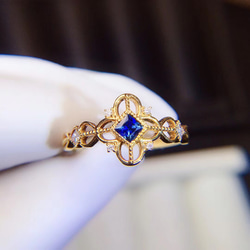 「本物保証」指輪 リング k18 天然サファイア 天然ダイヤモンド 高品質 2枚目の画像