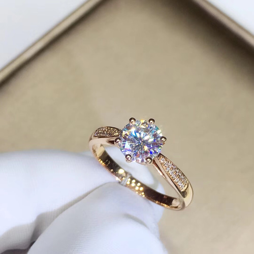 オーダーメイド 鑑別書付き リング k18 ゴールド 1ct モアサナイト 高