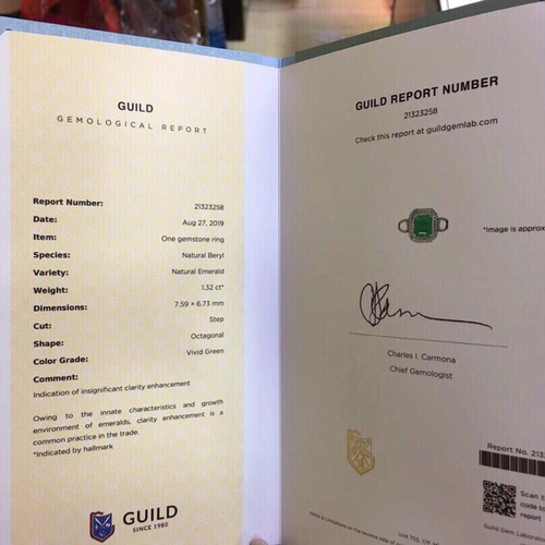 GUILD鑑別書付き リング K18 天然エメラルド ダイヤモンド 高級 GUILD鑑別書付き リング K18 天然エメラルド ダイヤモンド 高級