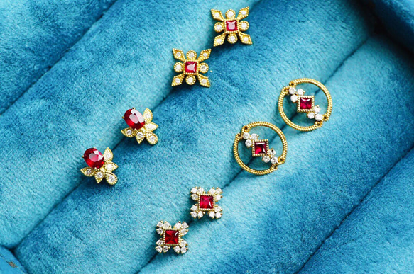 本物保証 ピアス K18 天然ルビー(非加熱)ミャンマー産天然ダイヤモンド