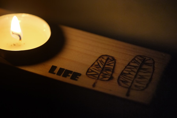 Enjoy Life手工木製燭台#文青風 浪漫小物 純手工電烙圖 第5張的照片