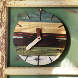 工業風拼接木時鐘#1字款 粗獷工業風 木製 仿舊 掛鐘 居家用品 生活雜貨 第1張的照片