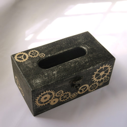 手工原木面紙盒-齒輪造型 工業風 仿鍛造 面紙盒 衛生紙盒 木作 第3張的照片