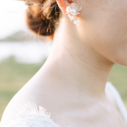 秋季新色復古淺粉色 ~ Daisy樹脂花朵貼耳耳環 第2張的照片