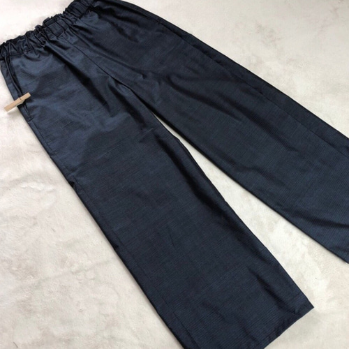 日本/大島紬】大島紬のゆったりワイドパンツ お好きな着丈で 大人の