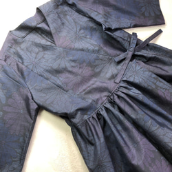 アンティーク大島紬のカシュクールワンピース　コート　菊　訳あり　　着物リメイク 4枚目の画像