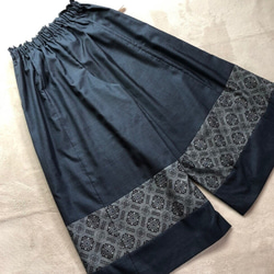 アンティーク大島紬のパッチワークワイドパンツ　ご希望の着丈で　おうちリラックス　着物リメイクパンツ 5枚目の画像
