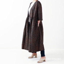 アンティーク大島紬のカシュクールワンピース コート 七分袖