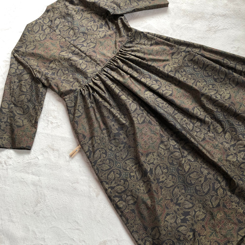 アンティーク大島紬のカシュクールワンピース コート 七分袖