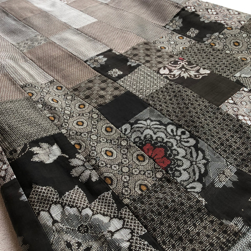 アンティーク大島紬のパッチワークコート 茶 リバーシブル 着物