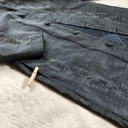 アンティーク大島紬のパッチワークコート　リバーシブル　青　着物リメイク 6枚目の画像