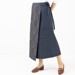 アンティーク大島紬の巻きスカート　リバーシブル　龍郷　着物リメイク 3枚目の画像