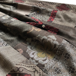 アンティーク大島紬のパッチワークスカート　龍郷赤　裏地付き　着物リメイクスカート 3枚目の画像