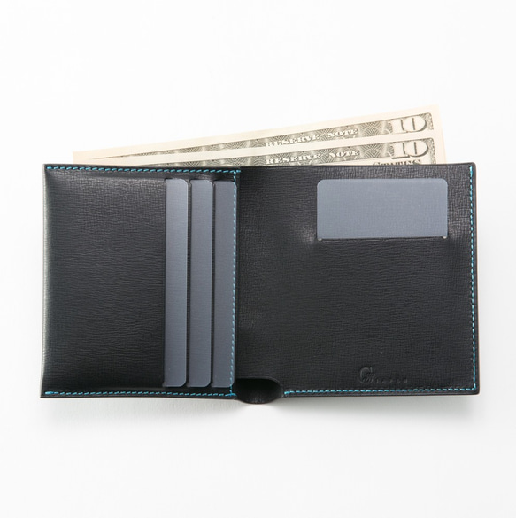 薄くしなやかな革財布　ブラック 2枚目の画像