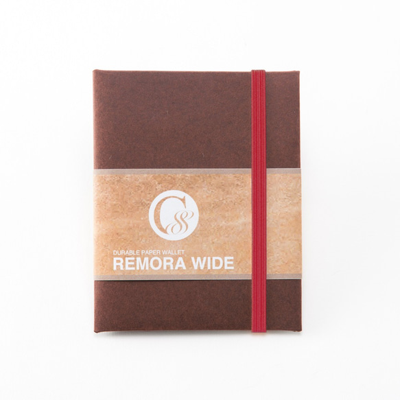 少し幅広な紙のお財布　REMORA WIDE ブラウン＆レッド 1枚目の画像