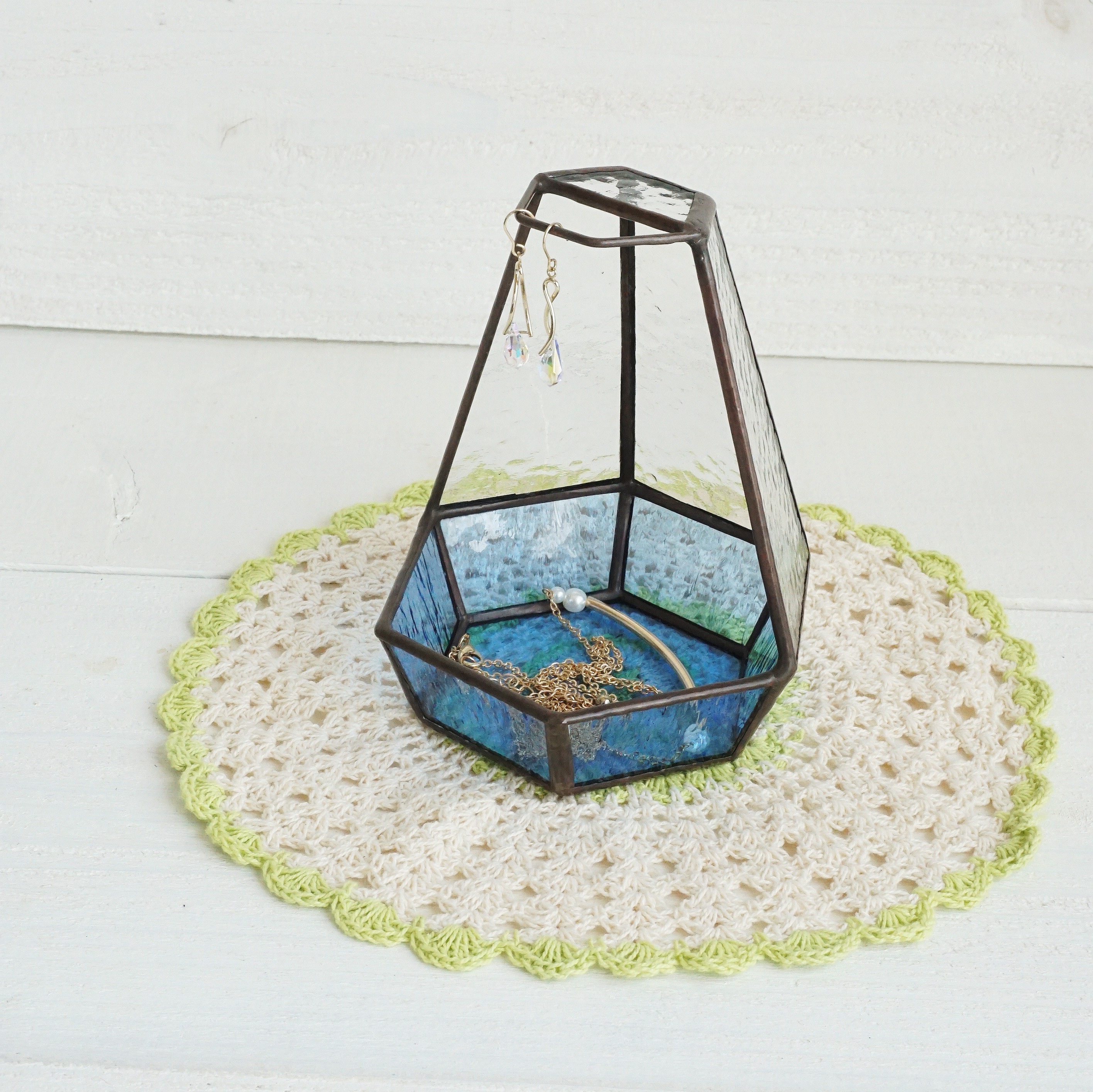 ✨サックスブルーのアクセサリー入れ✨