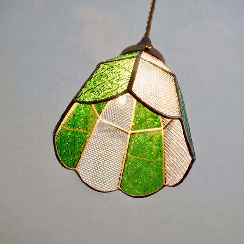 ステンドグラスペンダントライト ＊シンプル グリーン＊ シーリング